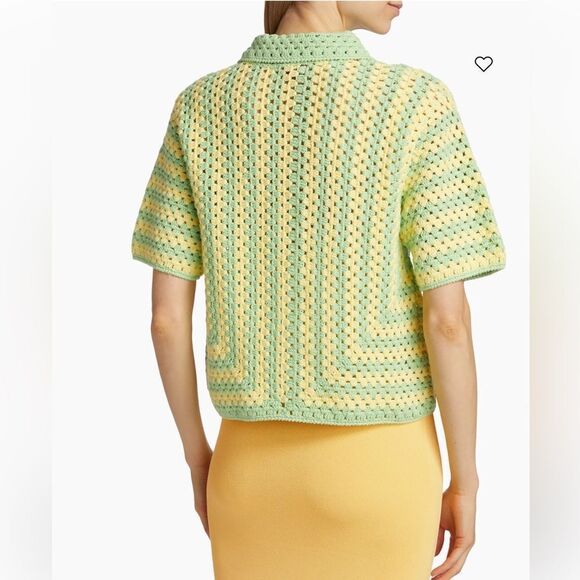 $325 STAUD Mabel Crochet Collared Shirt NWT  Small - Picture 5 of 11